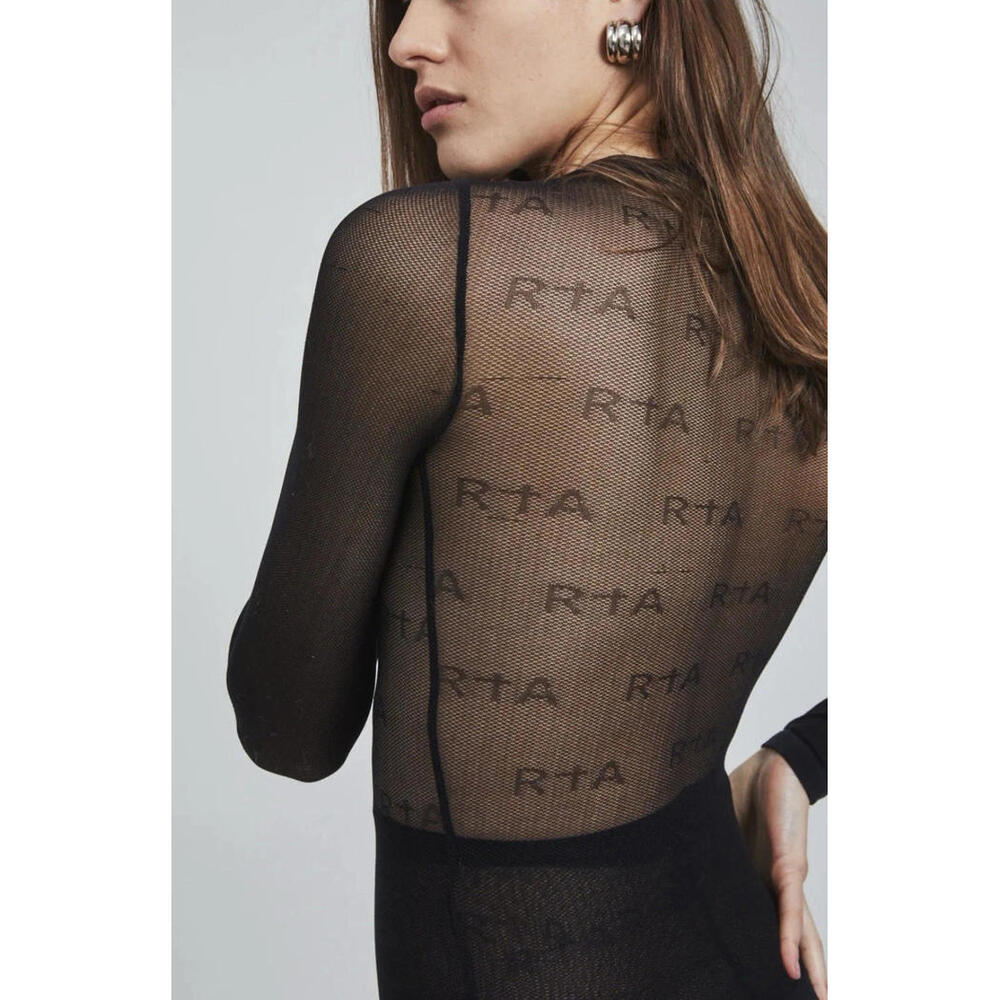 RTA Dahlia Mesh Jacquard Top in Black Rta All Over print mesh sheer XS/S $95msrp